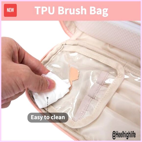 Large Waterproof Makeup Bag with Brush Holder, Travel Toiletry Organizer - Picture 6 of 6